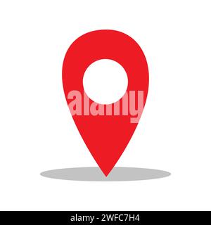 Red map pin. Arrow icon. Navigation sign. Location symbol. Geo mark. Travel background. Vector illustration. Stock image. EPS 10. Stock Vector