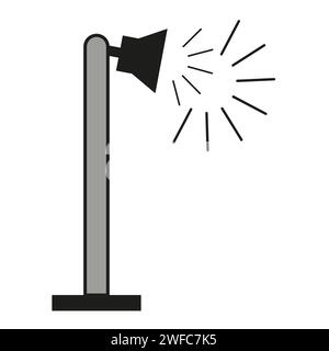 Doodle loudspeaker on pole icon. Vector illustration. Stock image. EPS 10. Stock Vector