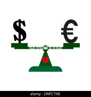 dollar euro scales. Economy design. Financial investment. Vector illustration. Stock image. EPS 10. Stock Vector