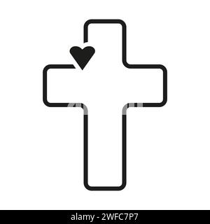 Cross heart icon in flat style. Health care. Vector illustration. Stock image. EPS 10. Stock Vector