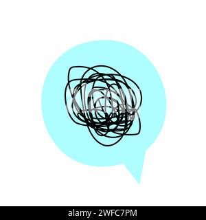 Round blue dialogue icon. Doodle art. Idea sign. Communication concept. Message symbol. Vector illustration. Stock image. EPS 10. Stock Vector