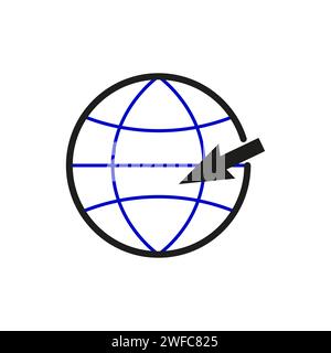 Earth arrow icon. Icon for web site design. Computer mouse. Internet network. Vector illustration. Stock image. EPS 10. Stock Vector
