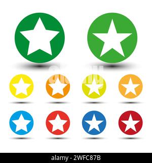 Star icon. stars colored circles icons. Vector illustration. EPS 10. Stock Vector