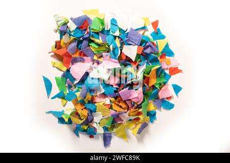 pile of small confetti on white background Stock Photo