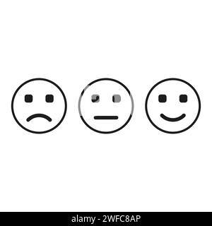 Flat set with black emotions icons. Smile face. Vector illustration. Stock image. EPS 10. Stock Vector