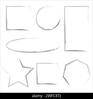 Brush line figures. Circle geometric shape. Geometric element. Isometry different line figures.  Vector illustration. stock image. EPS 10. Stock Vector