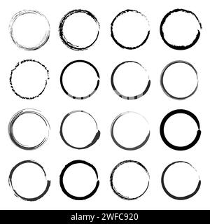 Brush circles, great design for any purposes. Watercolor brush texture. Hand drawn line. Vector illustration. stock image. EPS 10. Stock Vector