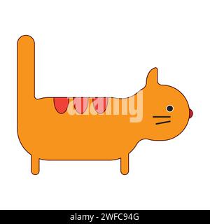 Cartoon illustration with red orange cartoon cat. Funny cat. Smile icon. Vector illustration. stock image. EPS 10. Stock Vector