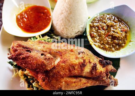 Professionally cooked restaurant level asian food. Rice, Chicken all looking delicious. Stock Photo