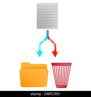Flat document recycle bin folder. Sign online document. Computer interface. Vector illustration. stock image. EPS 10. Stock Vector