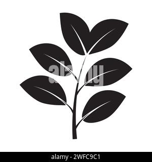 Silhouette branch with leaves. Pattern for decorative design. Foliage decoration. Vector illustration. stock image. EPS 10. Stock Vector