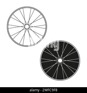 Set with black white wheel spokes. Vector illustration. stock image. EPS 10. Stock Vector