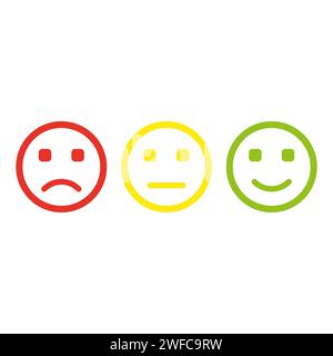 Flat colored emotions. Set icon smile emoji. Social media icon. Customer evaluation. Vector illustration. Stock image. EPS 10. Stock Vector