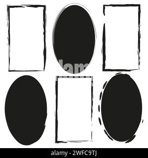 Grunge square frames. Brush frames of various shapes. Frames for different purposes. Vector illustration. Stock image. EPS 10. Stock Vector