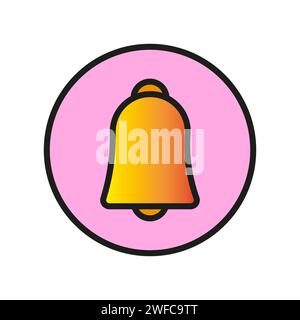 Flat bell circle icon. Simple flat symbol. Round clock. Bell notice. Call symbol. Vector illustration. stock image. EPS 10. Stock Vector