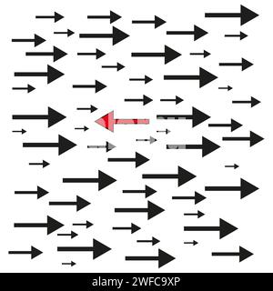 Black different straight arrows. Vector illustration. stock image. EPS 10. Stock Vector