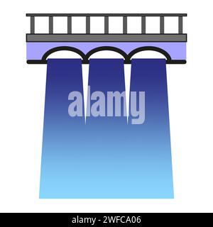 Dam drain water icon. Aerial for cover design. Clean water. Vector illustration. Stock picture. EPS 10. Stock Vector