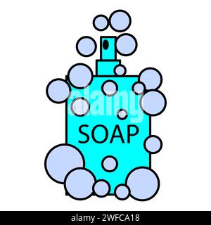 Cartoon liquid soap on transparent background. Hand draw. Medical hygiene for hands. Vector illustration. stock image. EPS 10. Stock Vector