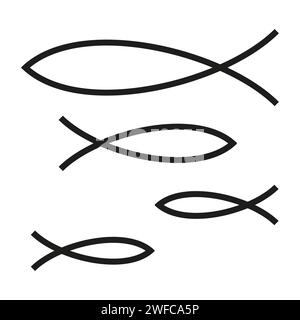 black christian symbol fish icon. Vector illustration. Stock image. EPS 10. Stock Vector