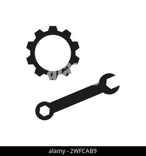 Wrench gear icon. technical support design. Cogwheel gear, setting symbol. Vector illustration. Stock image. EPS 10. Stock Vector