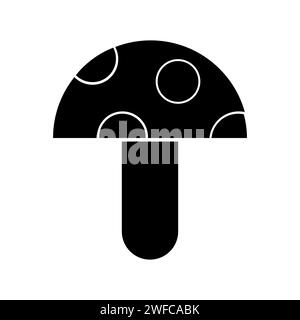 Mushroom silhouette. Black shape. Organic icon. Cartoon clipart. Amanita sign. Vector illustration. Stock image. EPS 10. Stock Vector