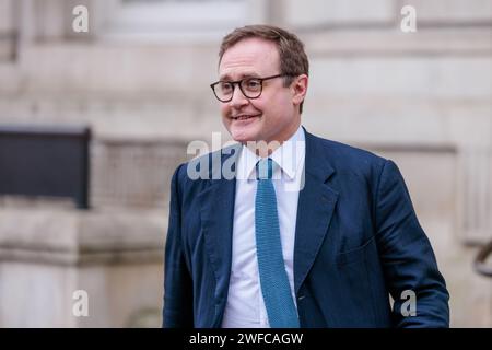 Downing Street, London, UK. 30th January 2024.  Tom Tugendhat MBE MP, Minister of State (Minister for Security) in the Home Department, leaving the Cabinet Office following the weekly Cabinet Meeting at 10 Downing Street. Photo by Amanda Rose/Alamy Live News Stock Photo