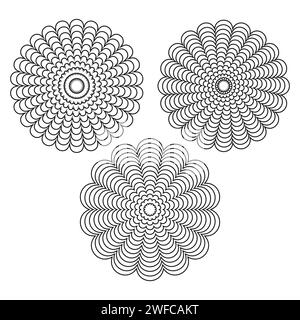 lined shape distortion effect. Design element. Abstract geometric round shape. Vector illustration. EPS 10. Stock Vector