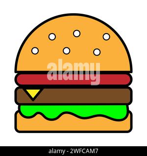 American cartoon hamburger. Food illustration. Vector illustration. stock image. EPS 10. Stock Vector