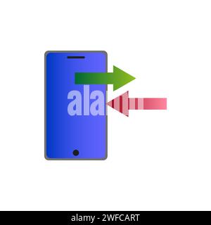 Flat phone two arrows. Internet network concept. Technology concept. Cloud storage icon. Vector illustration. stock image. EPS 10. Stock Vector