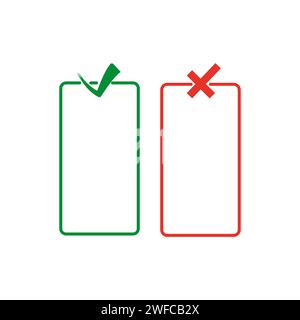 dos and donts are rectangles. The checkmark and cross are red. Vector illustration. EPS 10. Stock Vector