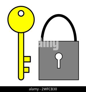 Modern realistic button with black lock key for web background design. Business icon. Vector illustration. stock image. EPS 10. Stock Vector