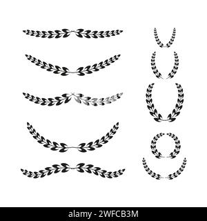 black wreaths elements. Plant floral design. Vintage frame logo. Certificate design. Vector illustration. Stock image. EPS 10. Stock Vector