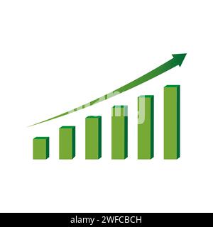 Green arrow graph. Business success. Growth stock diagram financial graph. Vector illustration. Stock image. EPS 10. Stock Vector