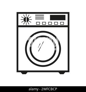 washing machine icon. Button for clothes design. Vector illustration. Stock image. EPS 10. Stock Vector