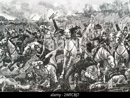 BATTLE OF SEDAN  1-2 September 1870.  French cavalry strike through a line of Prussian skirmishers. Stock Photo