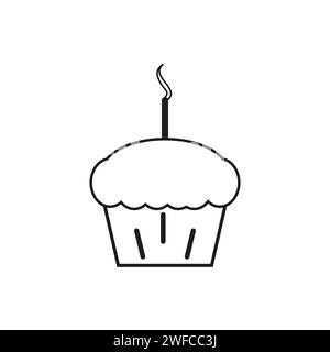 Cupcake icon candle. Art collection. Love art. Sweet food. Vector illustration. stock image. EPS 10. Stock Vector