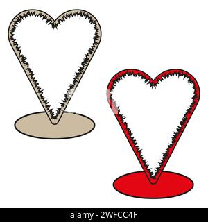 Red hearts on a stand. Stage showcase. Minimal wall scene. Vector illustration. stock image. EPS 10. Stock Vector