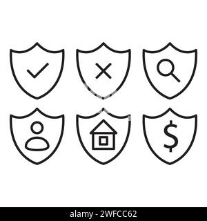 Shield icons signs in abstract style. Simple minimal pictogram. Business success. Vector illustration. stock image. EPS 10. Stock Vector