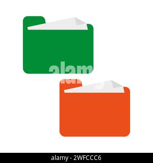 Folder icon. folders documents green red. Business concept. Online concept. ector illustration. Stock image. EPS 10. Stock Vector