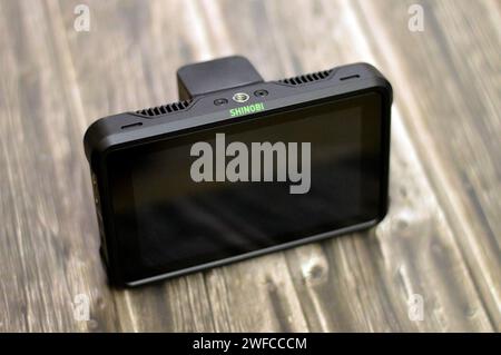 Cairo, Egypt, January 25 2024: Atomos Shinobi 4K HDMI Monitor is a 5.2 inches on-camera monitor that monitors DCI 4K, UHD 4K, and HD video input, feat Stock Photo