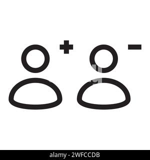 Icons people plus minus. Cross symbol. Flat button. Tick icon. Vector illustration. stock image. EPS 10. Stock Vector