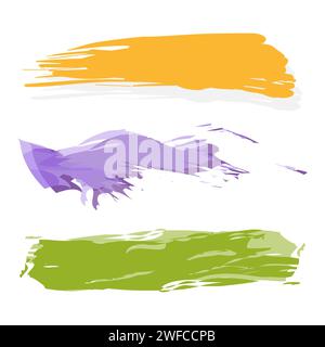 Realistic paint strokes. Ink paint brush stain. Grunge texture. Vector illustration. stock image. EPS 10. Stock Vector