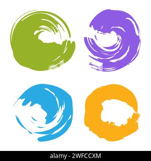 Colored brush circles. Round shape. Round frame set. Vector illustration. Stock image. EPS 10. Stock Vector