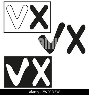 Tick cross black. Vector illustration. stock image. EPS 10. Stock Vector