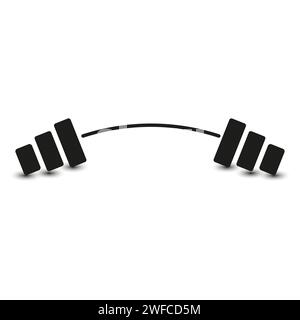 Black bent barbell icon. Vector illustration. Stock image. EPS 10. Stock Vector