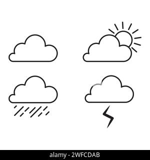 Icon set cloud weather. Clear sky. Rainbow graphic. Sun icon set. Vector illustration. stock image. EPS 10. Stock Vector