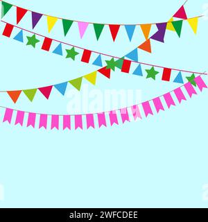 flags garlands. Party bunting decoration. Vector illustration. EPS 10. Stock Vector