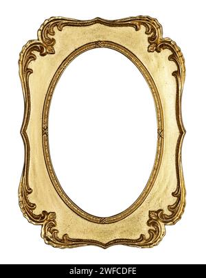 Empty old colored picture or image frame. Top view, studio photographed. Isolated on a white background. Stock Photo