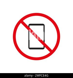 No phone sign. Gadget icon. Red circle. Flat art. Forbidden concept. Public information. Vector illustration. Stock image. EPS 10. Stock Vector