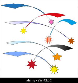 colorful shooting stars. Unicorn wallpaper. Cute colorful background. Vector illustration. stock image. EPS 10. Stock Vector
